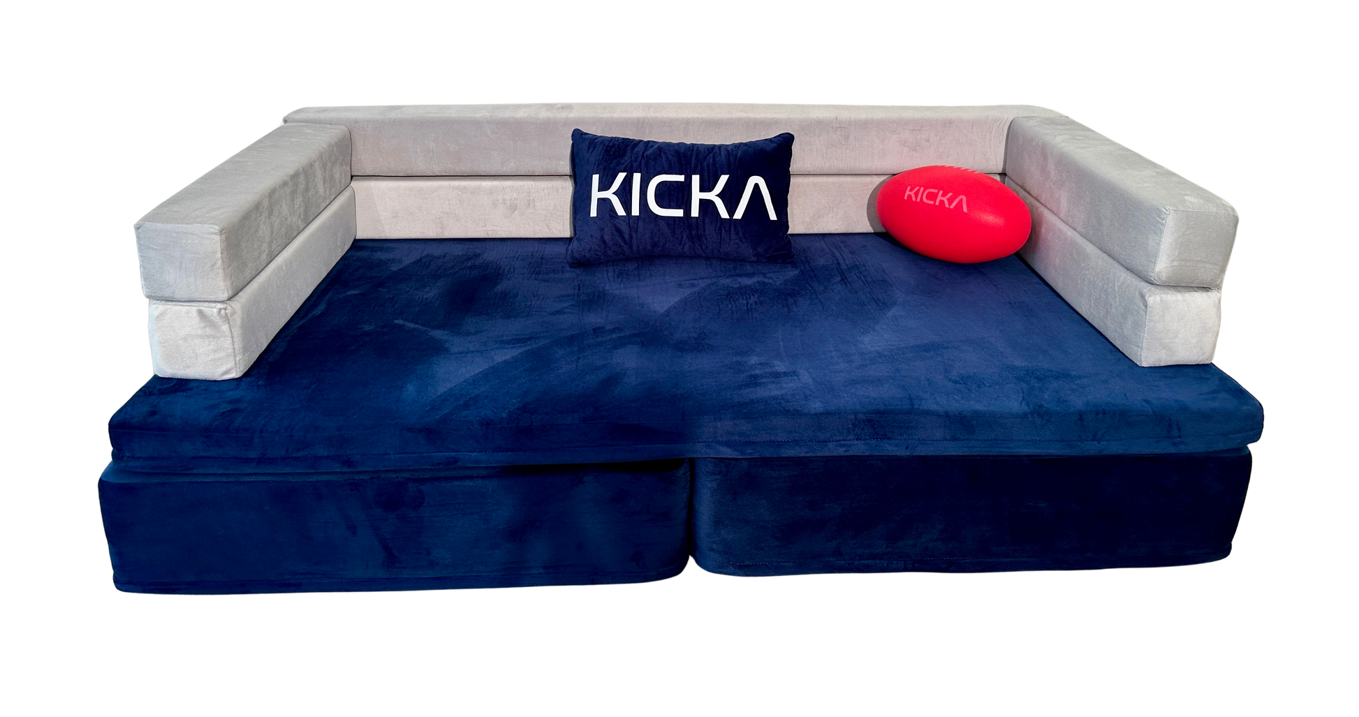 Kicka Couch indoor footy couch bundle with pillow and silent football
